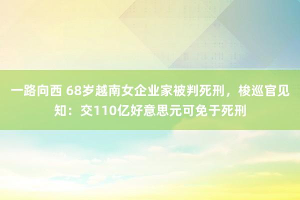 一路向西 68岁越南女企业家被判死刑，梭巡官见知：交110亿好意思元可免于死刑