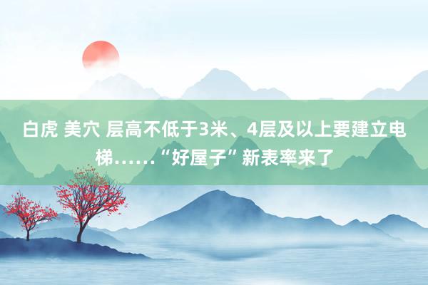 白虎 美穴 层高不低于3米、4层及以上要建立电梯……“好屋子”新表率来了