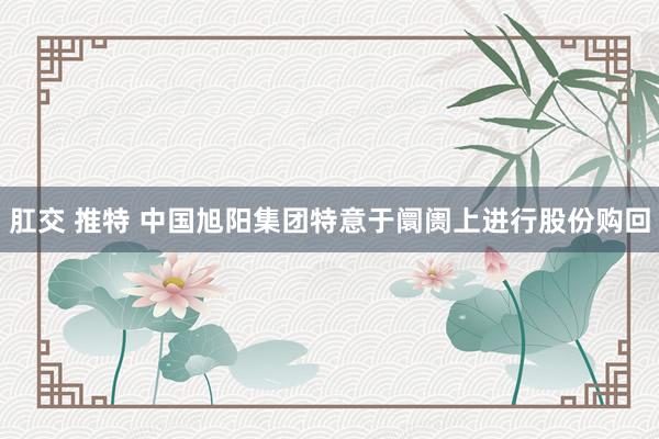 肛交 推特 中国旭阳集团特意于阛阓上进行股份购回