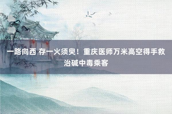 一路向西 存一火须臾！重庆医师万米高空得手救治碱中毒乘客