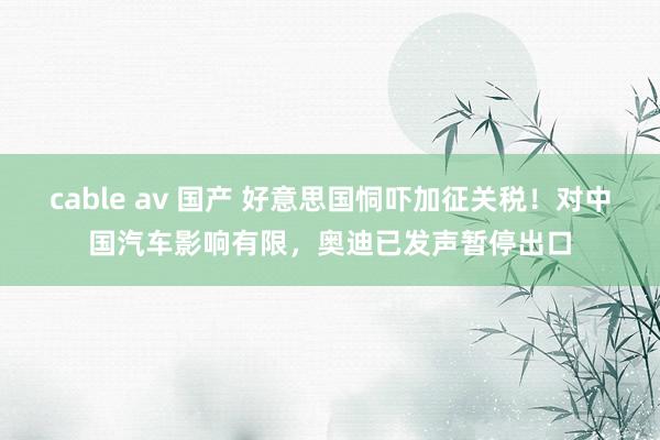 cable av 国产 好意思国恫吓加征关税！对中国汽车影响有限，奥迪已发声暂停出口