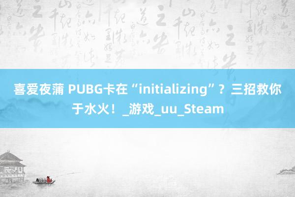 喜爱夜蒲 PUBG卡在“initializing”？三招救你于水火！_游戏_uu_Steam
